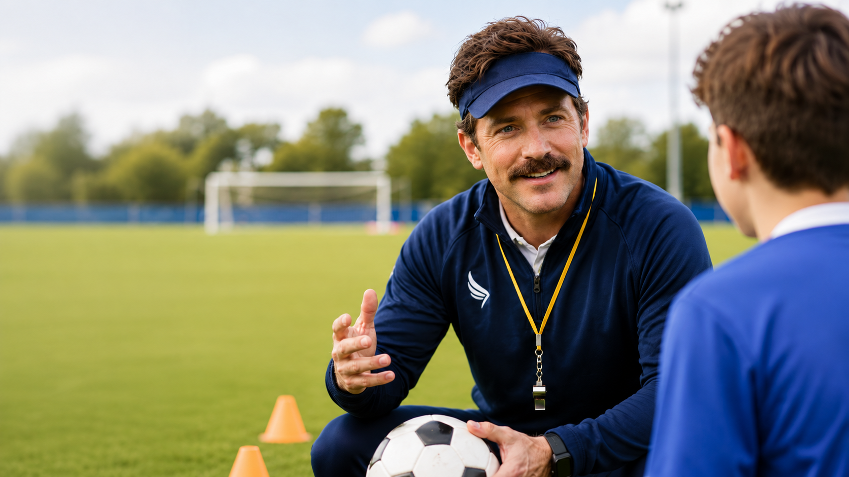 Ted Lasson giving one-on-one soccer coaching